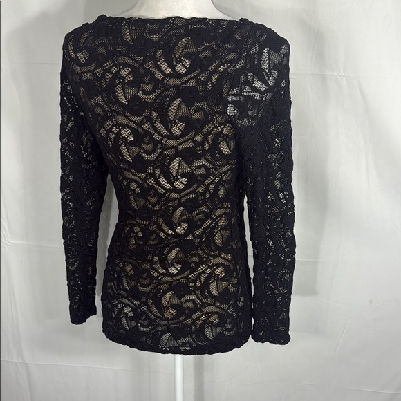 Anne Fontaine Black Lace Long Sleeve Blouse Size 40 / US 6-8 - Picture 9 of 13